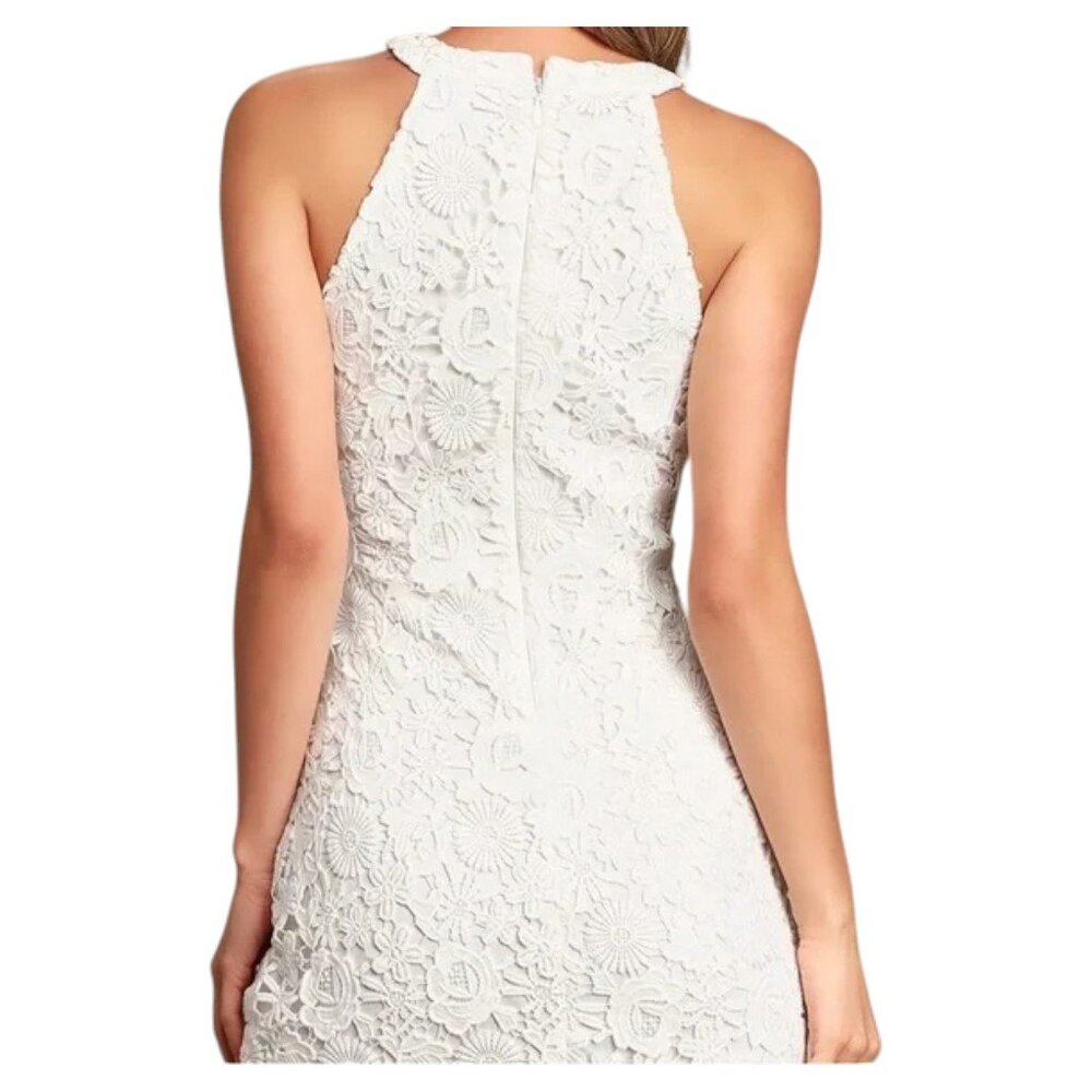 Lulu’s Ivory Lace Halter Mini Dress Floral XL - Picture 7 of 8